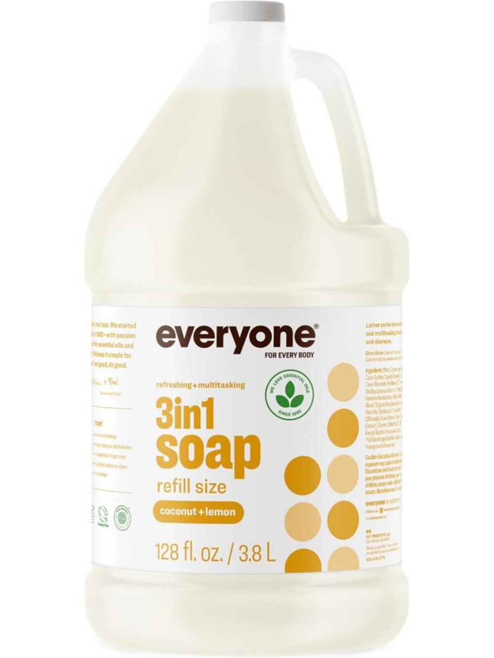 3-in-1 Body Wash, Shampoo & Bubble Bath - Coconut Lemon Scent, 1 Gallon